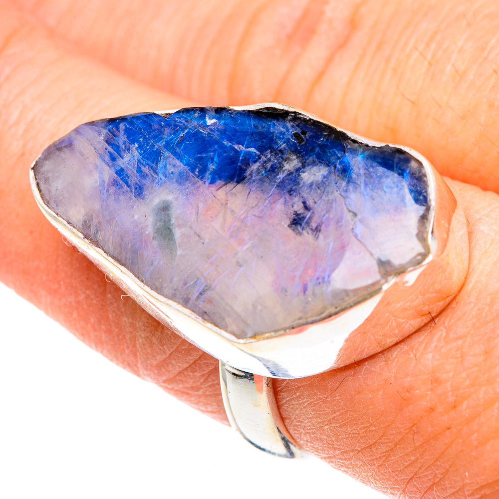 Rainbow Moonstone Rings handcrafted by Anasilvercos - RING91191
