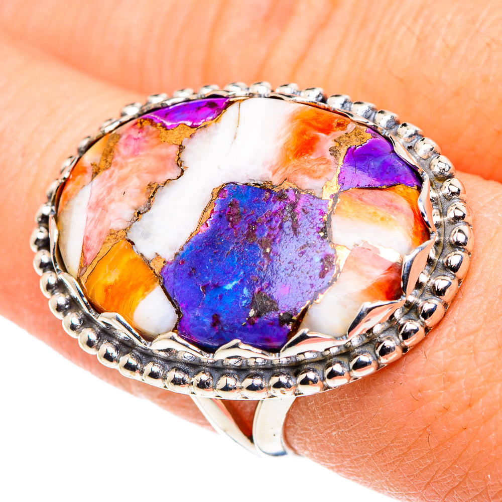 Kingman Pink Dahlia Turquoise Rings handcrafted by Anasilvercos - RING91194