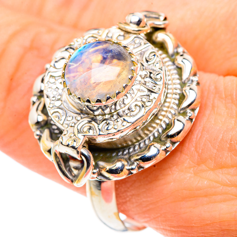 Rainbow Moonstone Rings handcrafted by Anasilvercos - RING91233