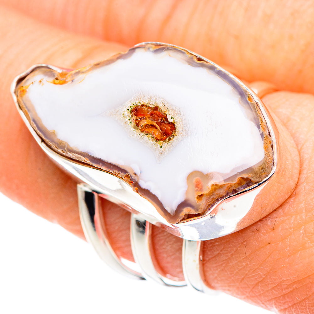 White Geode Slice Rings handcrafted by Anasilvercos - RING91238