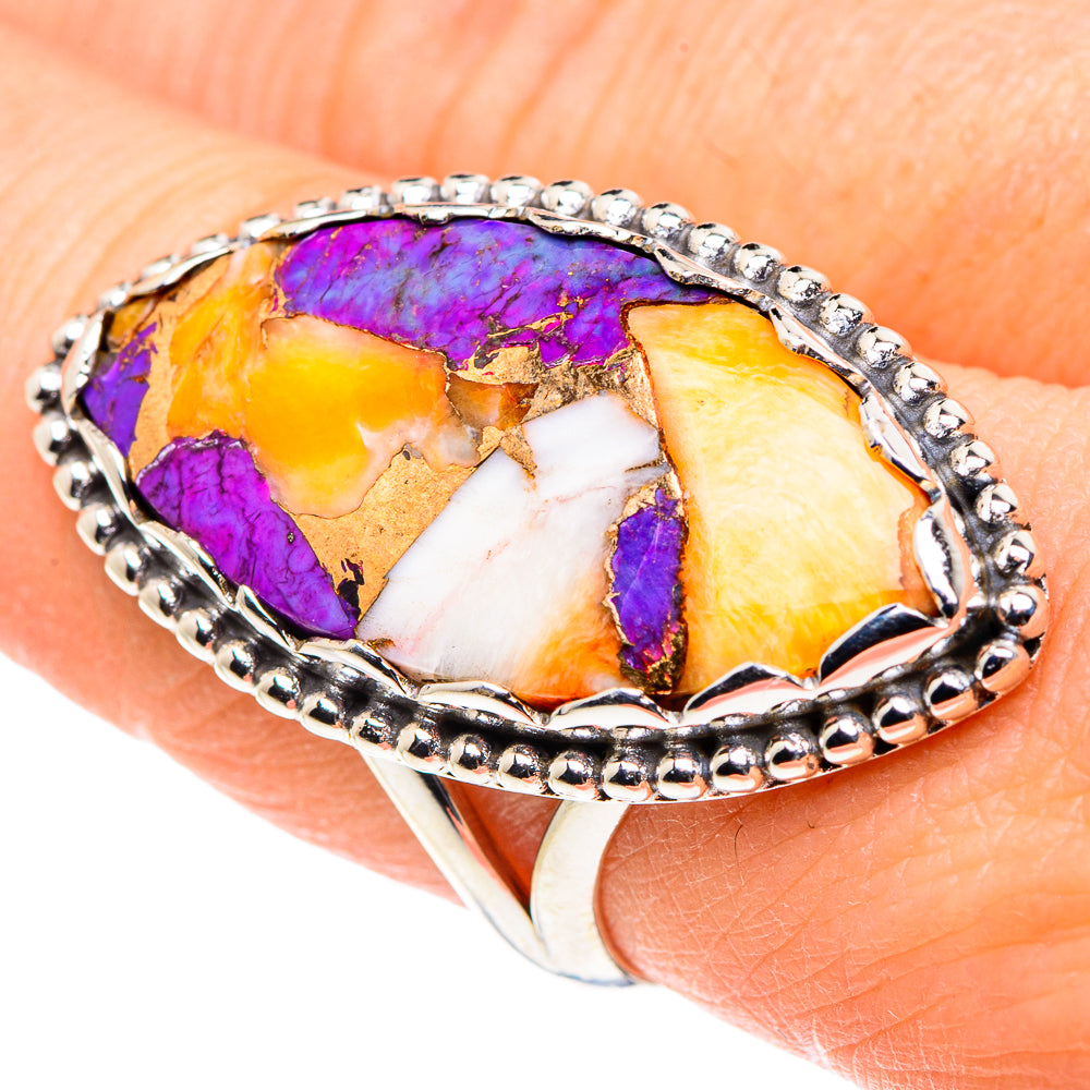 Kingman Pink Dahlia Turquoise Rings handcrafted by Anasilvercos - RING91240