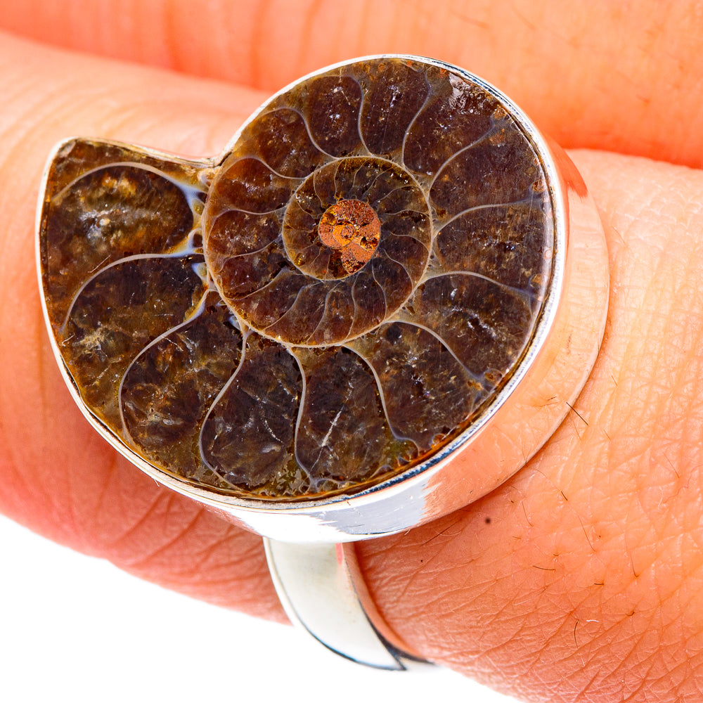 Ammonite Fossil Rings handcrafted by Anasilvercos - RING91304