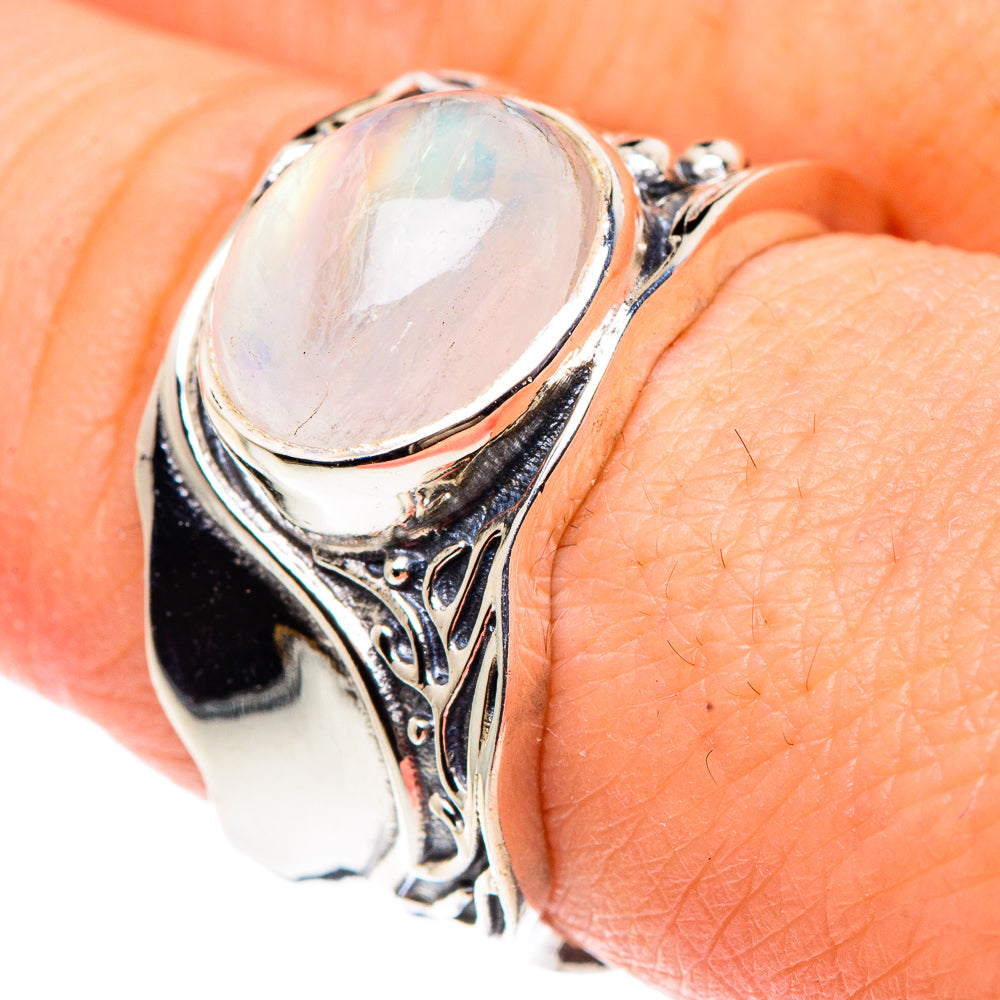 Rainbow Moonstone Rings handcrafted by Anasilvercos - RING91320