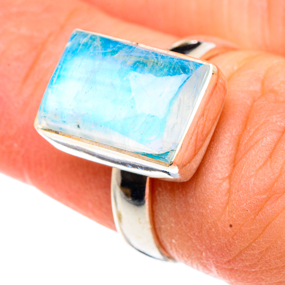 Rainbow Moonstone Rings handcrafted by Anasilvercos - RING91380
