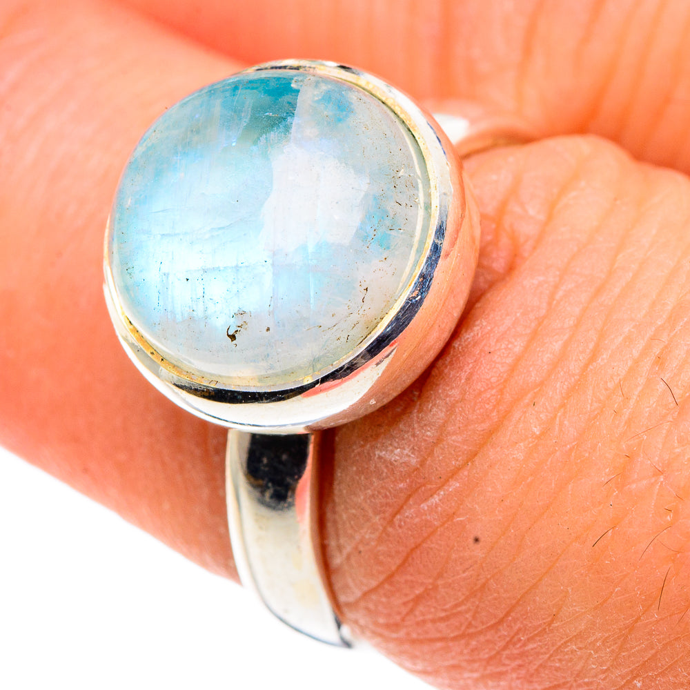 Rainbow Moonstone Rings handcrafted by Anasilvercos - RING91407