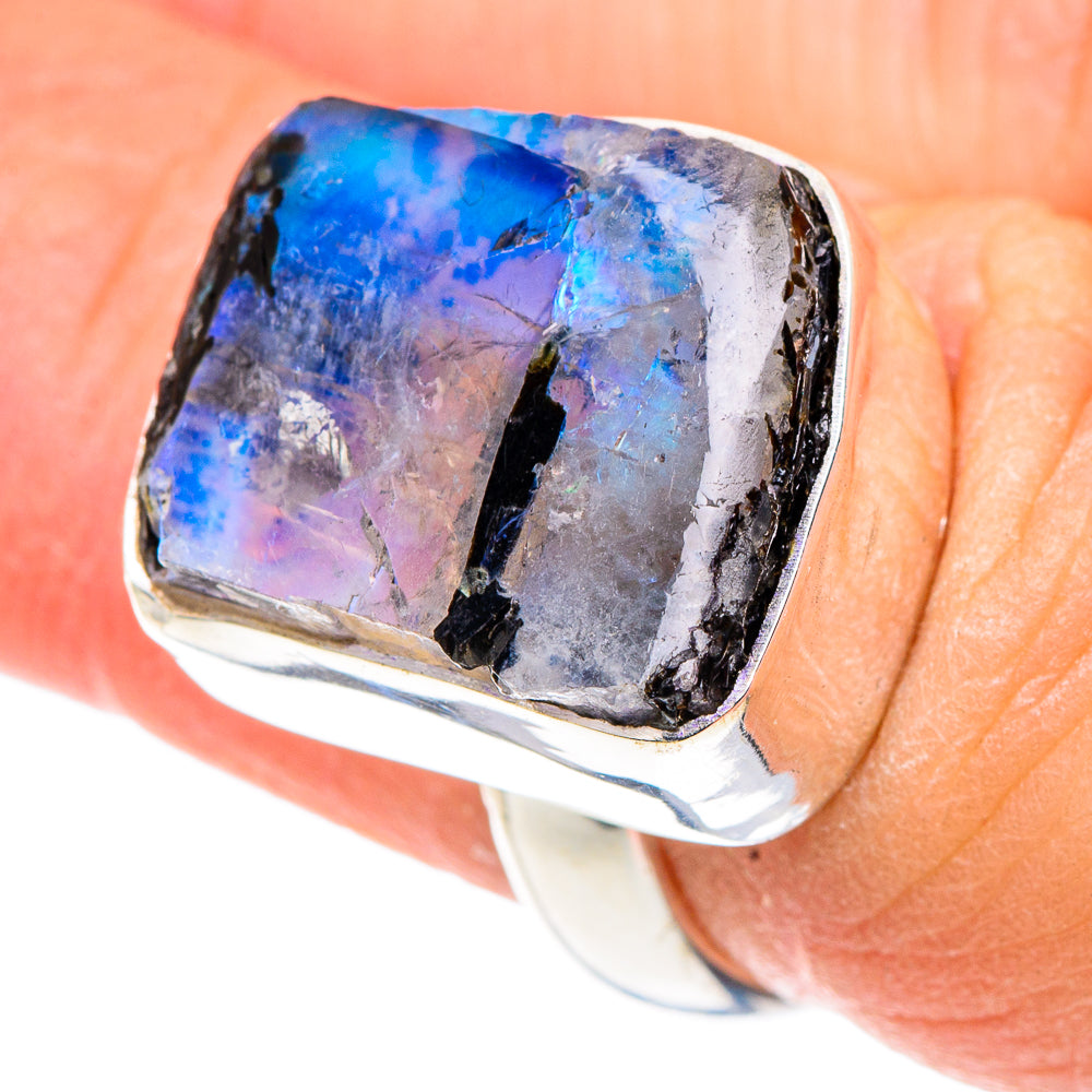 Rainbow Moonstone Rings handcrafted by Anasilvercos - RING91444