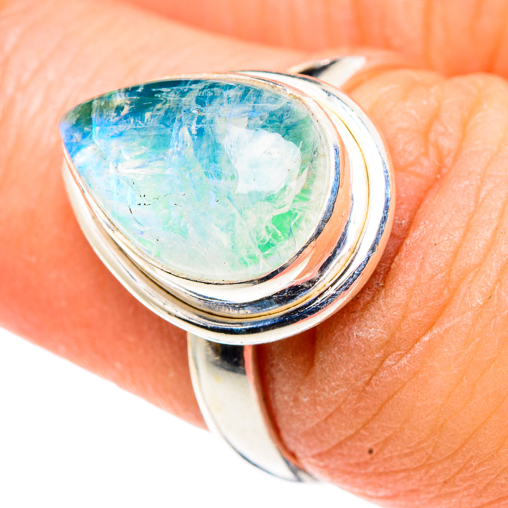 Rainbow Moonstone Rings handcrafted by Anasilvercos - RING91452