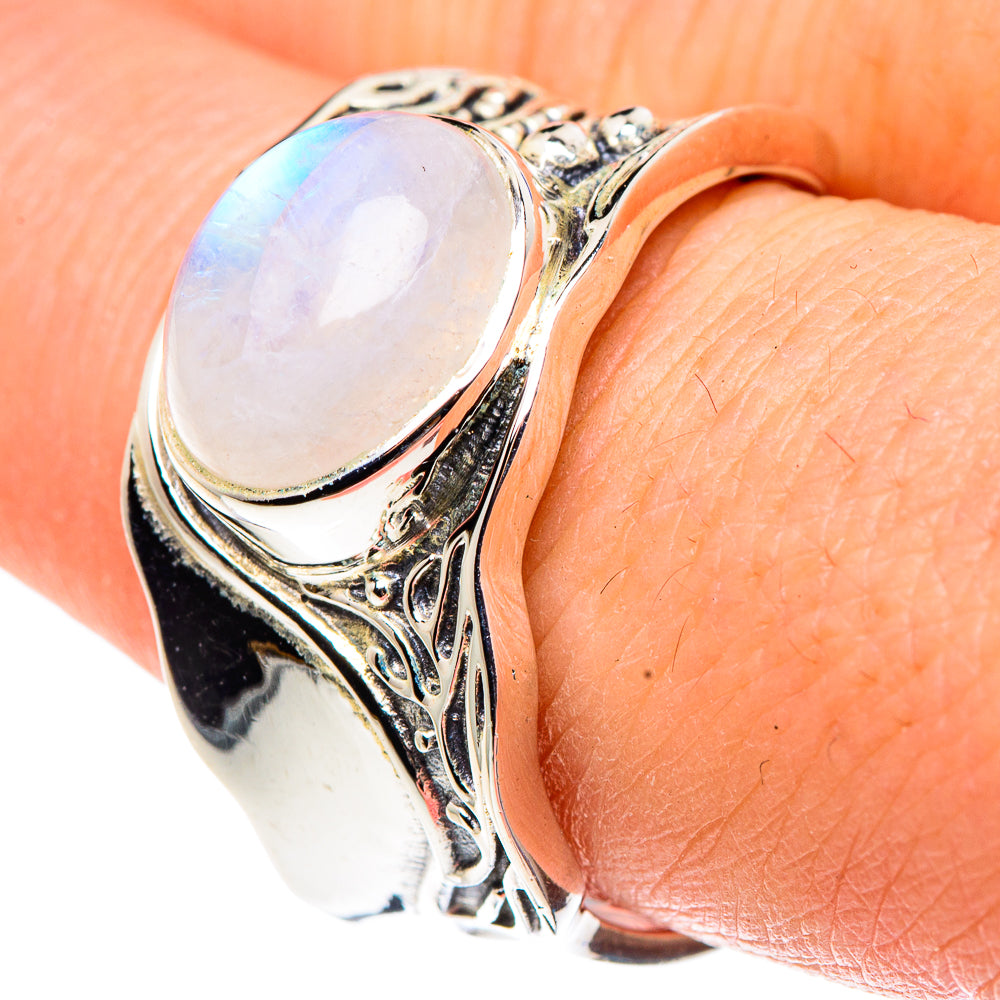 Rainbow Moonstone Rings handcrafted by Anasilvercos - RING91468