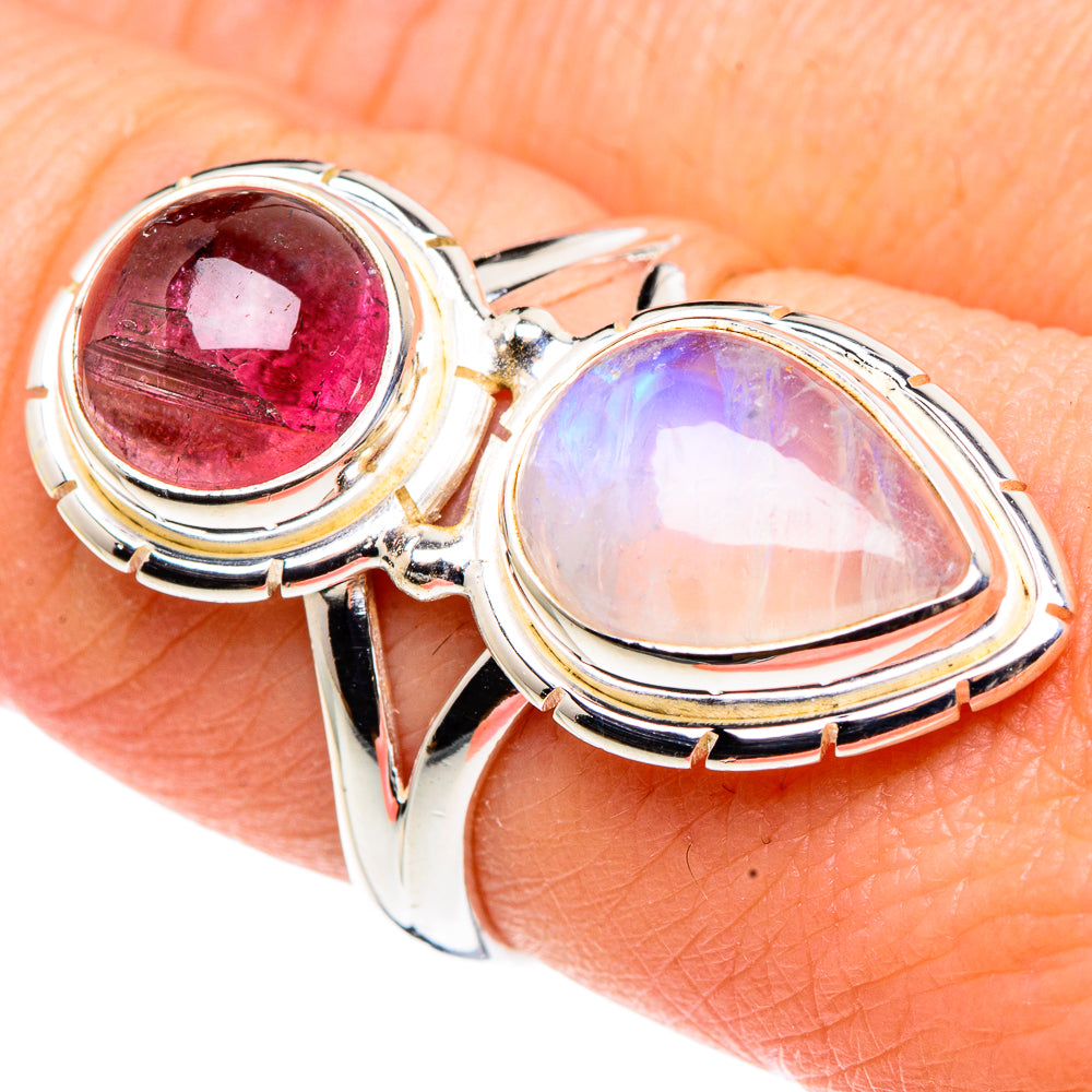 Rainbow Moonstone Rings handcrafted by Anasilvercos - RING91517