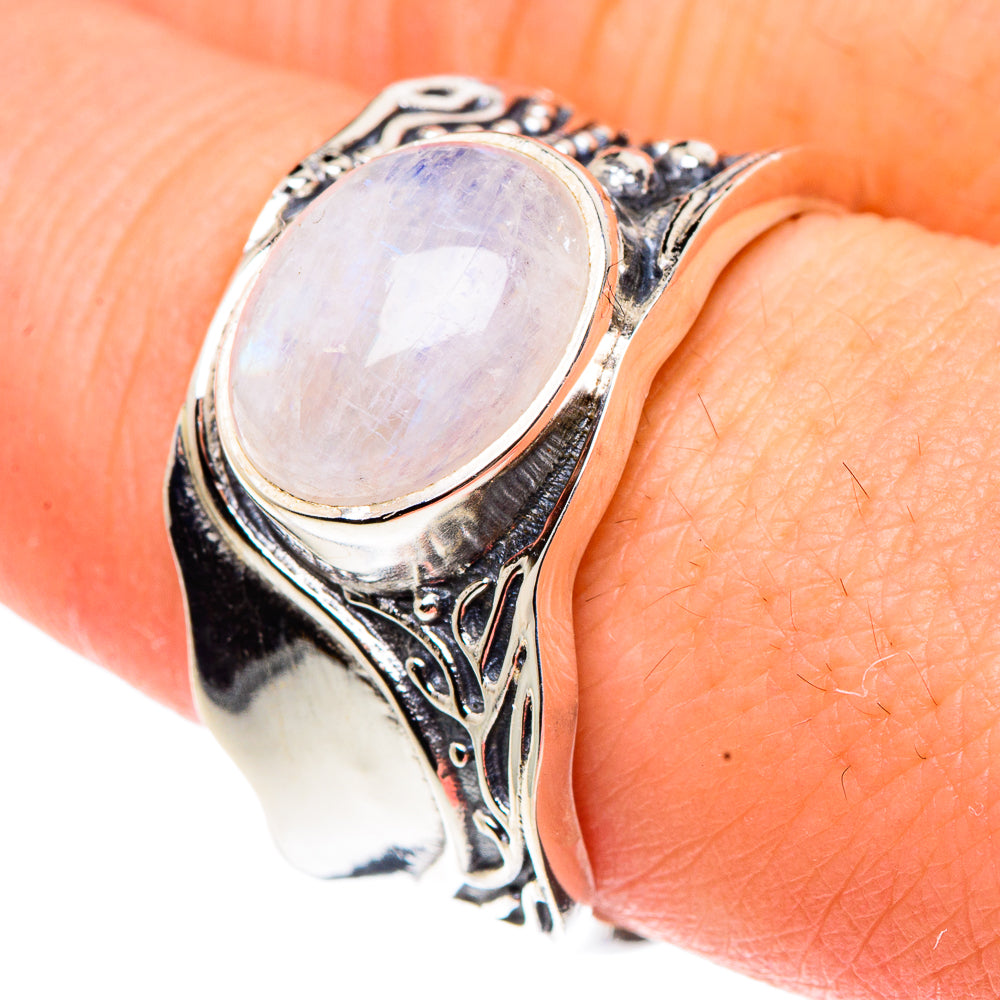Rainbow Moonstone Rings handcrafted by Anasilvercos - RING91522