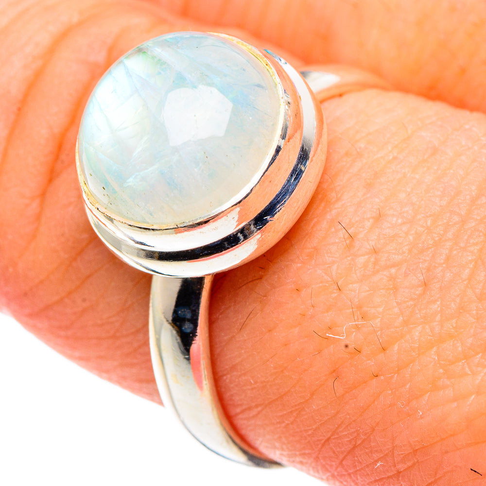 Rainbow Moonstone Rings handcrafted by Anasilvercos - RING91527