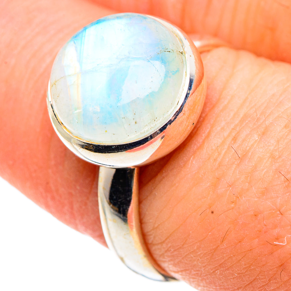 Rainbow Moonstone Rings handcrafted by Anasilvercos - RING91541