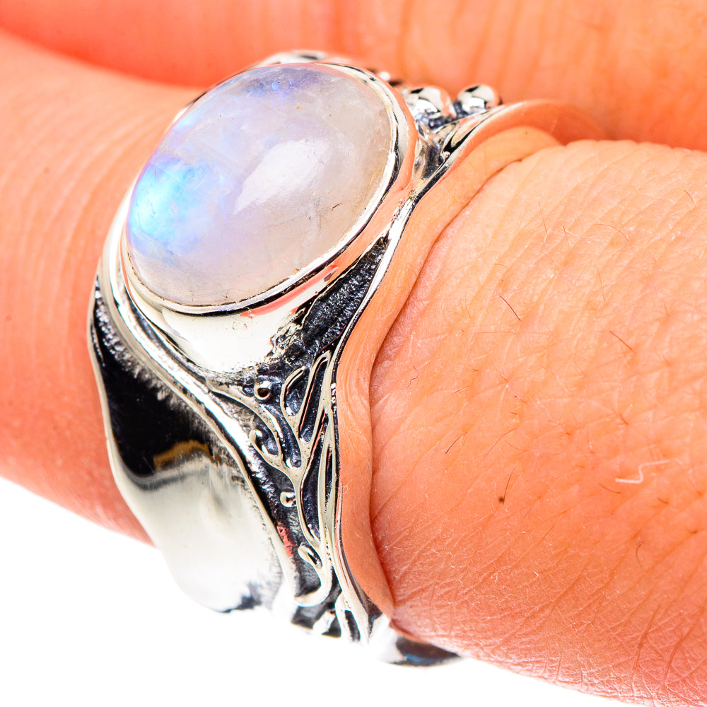 Rainbow Moonstone Rings handcrafted by Anasilvercos - RING91549