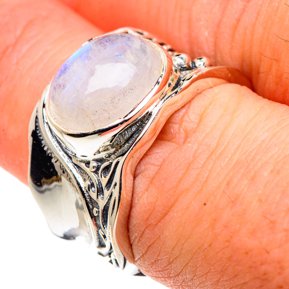 Rainbow Moonstone Rings handcrafted by Anasilvercos - RING91562