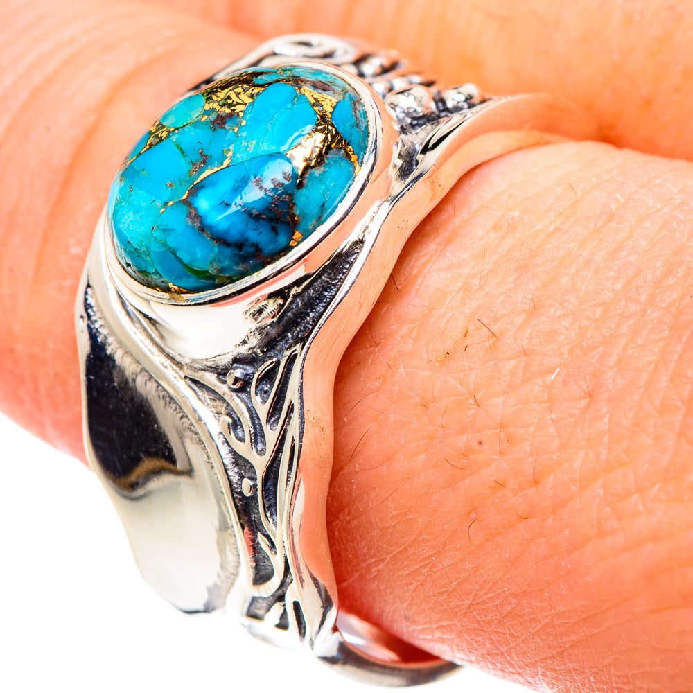 Blue Copper Composite Turquoise Rings handcrafted by Anasilvercos - RING91575