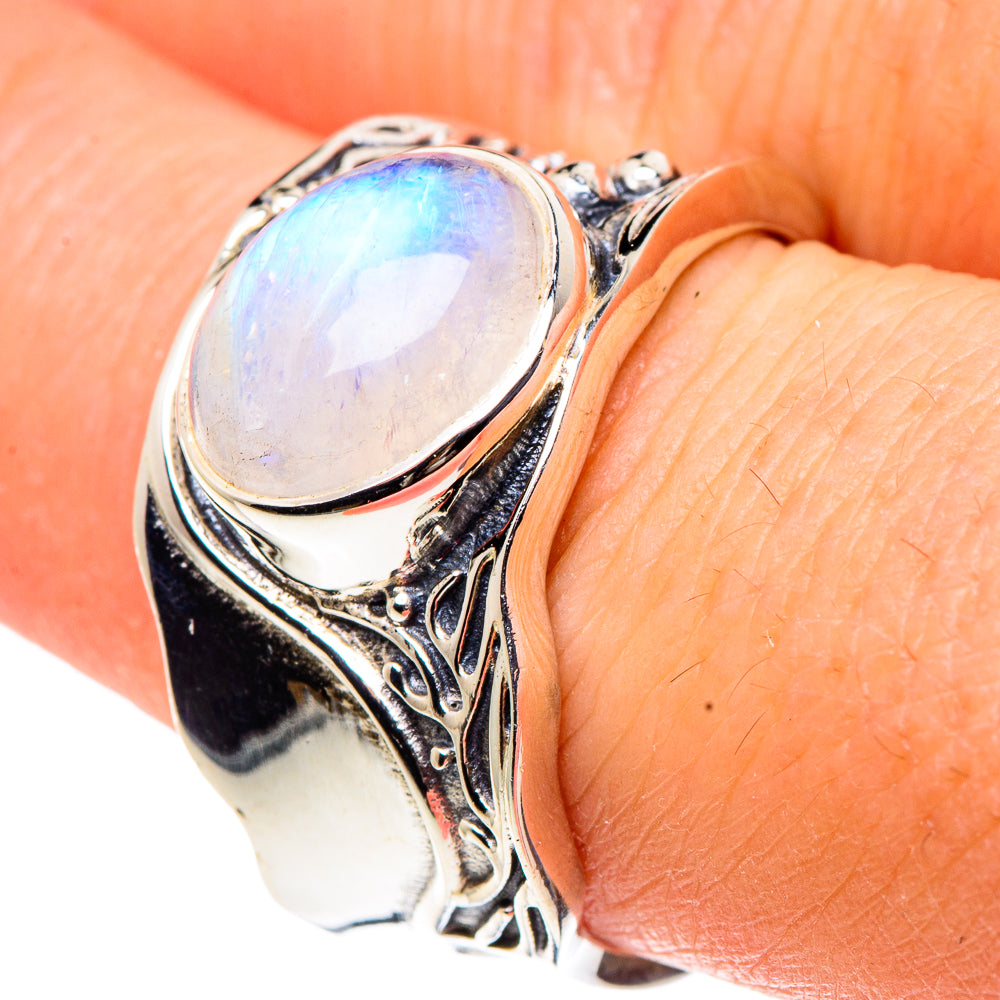 Rainbow Moonstone Rings handcrafted by Anasilvercos - RING91629