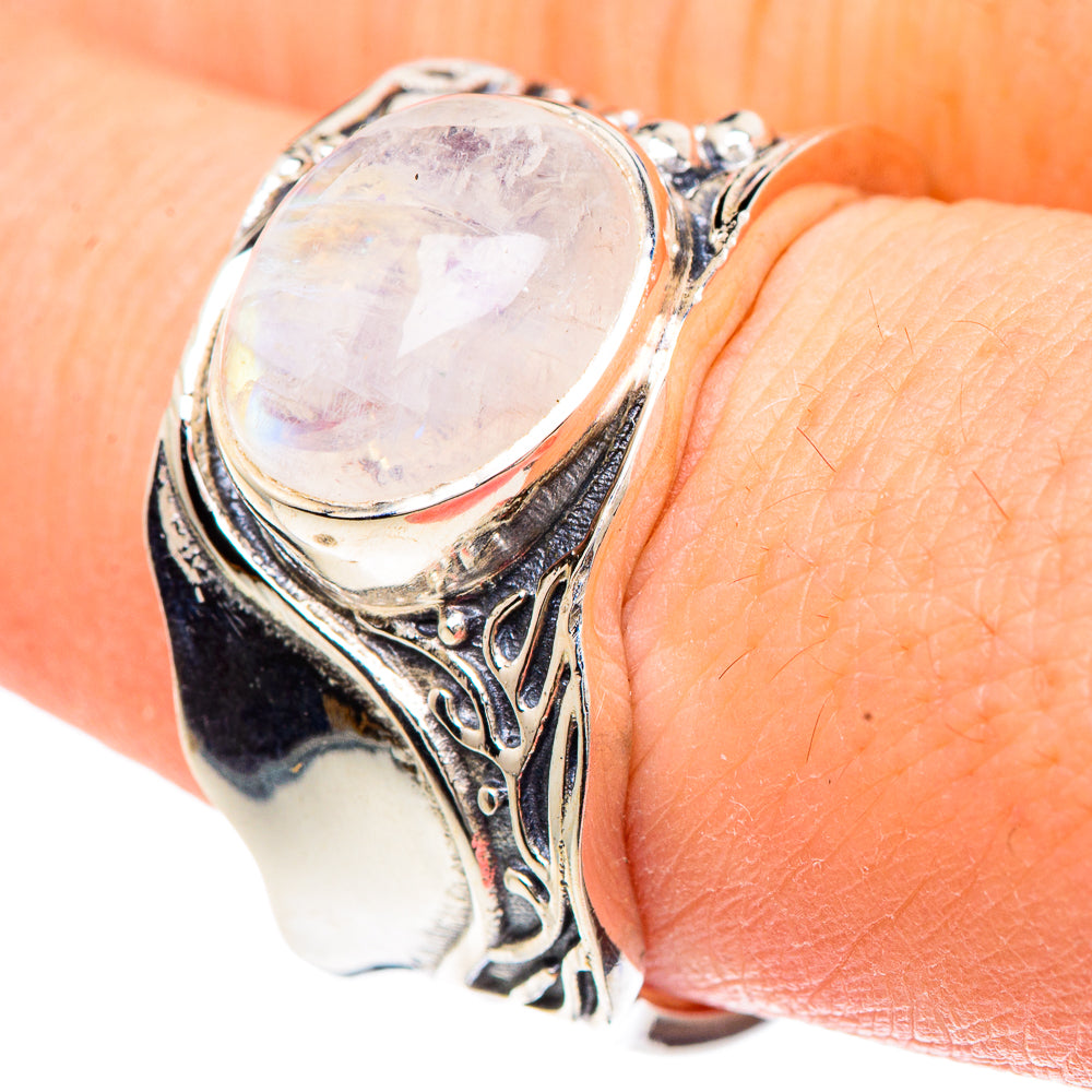 Rainbow Moonstone Rings handcrafted by Anasilvercos - RING91642