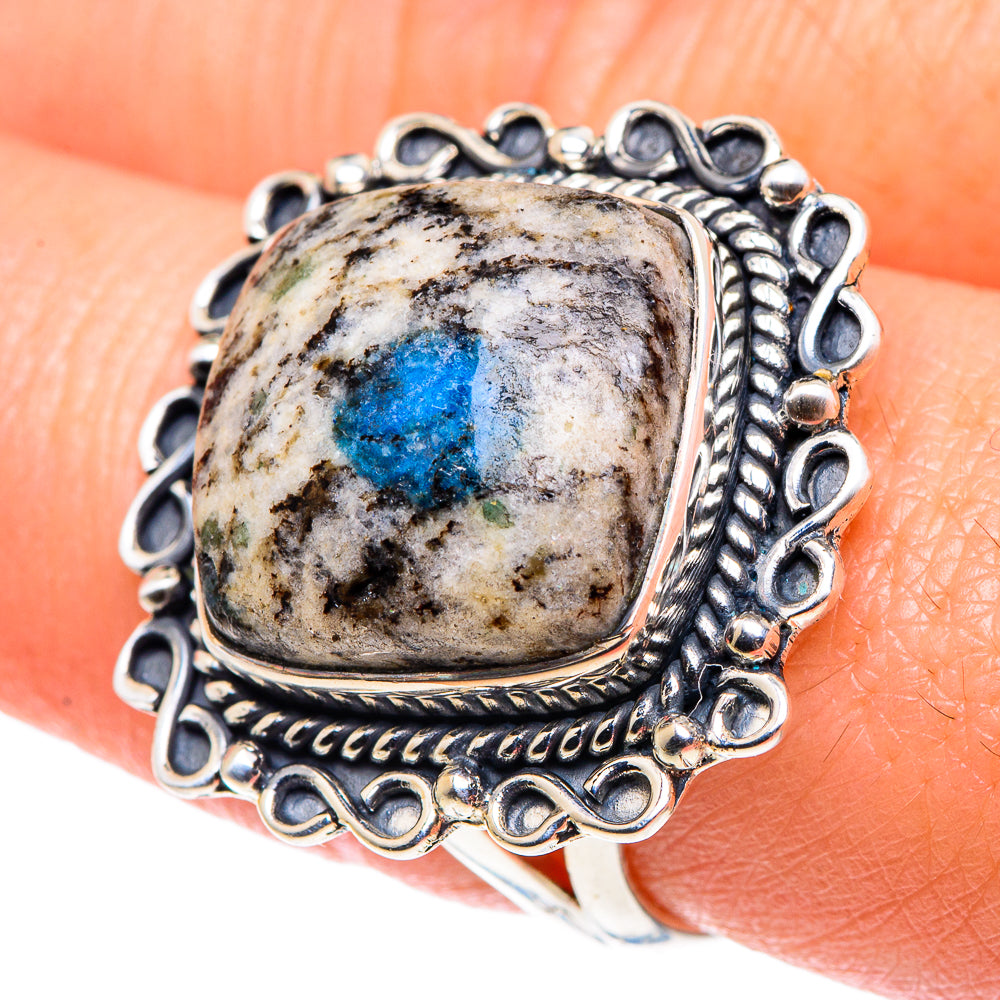 K2 Blue Azurite Rings handcrafted by Anasilvercos - RING91811