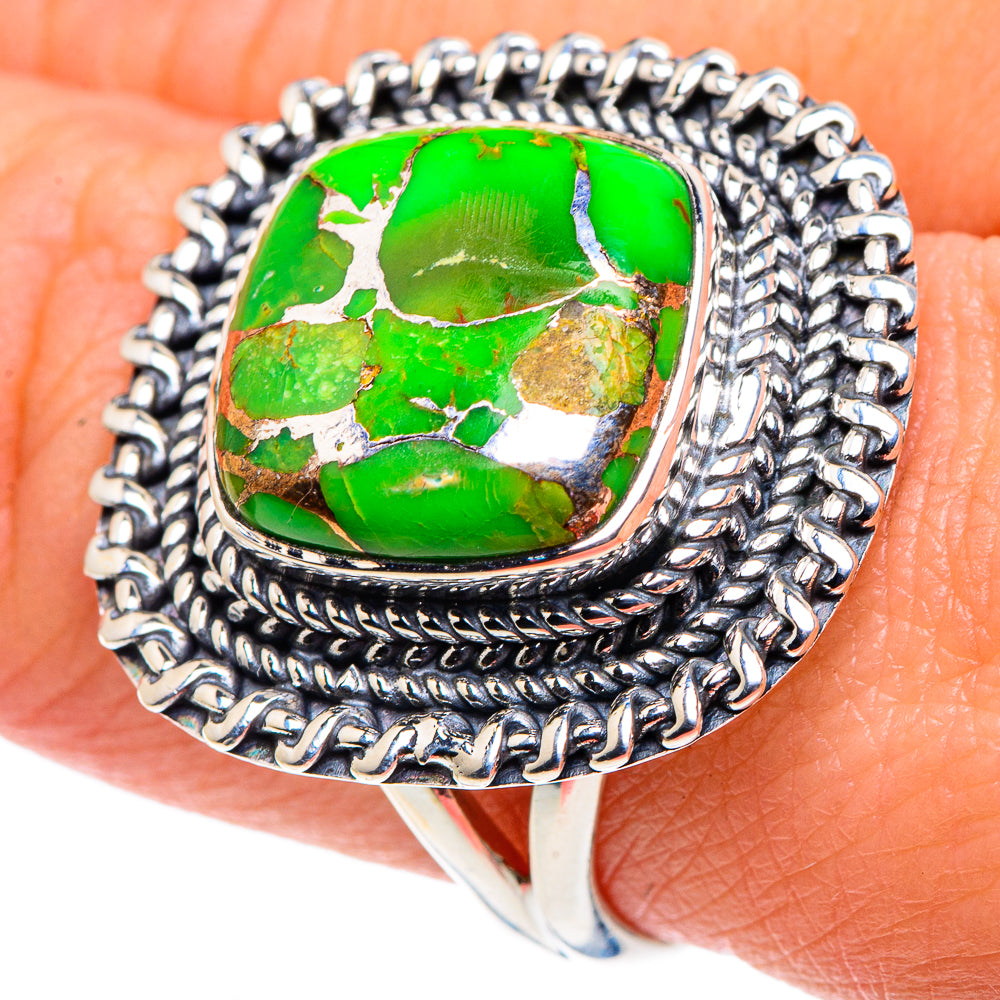 Green Copper Composite Turquoise Rings handcrafted by Anasilvercos - RING91845