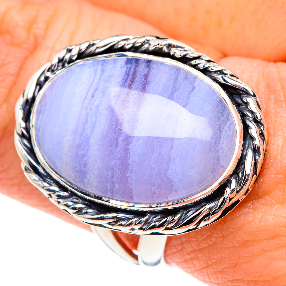 Blue Lace Agate Rings handcrafted by Anasilvercos - RING91882