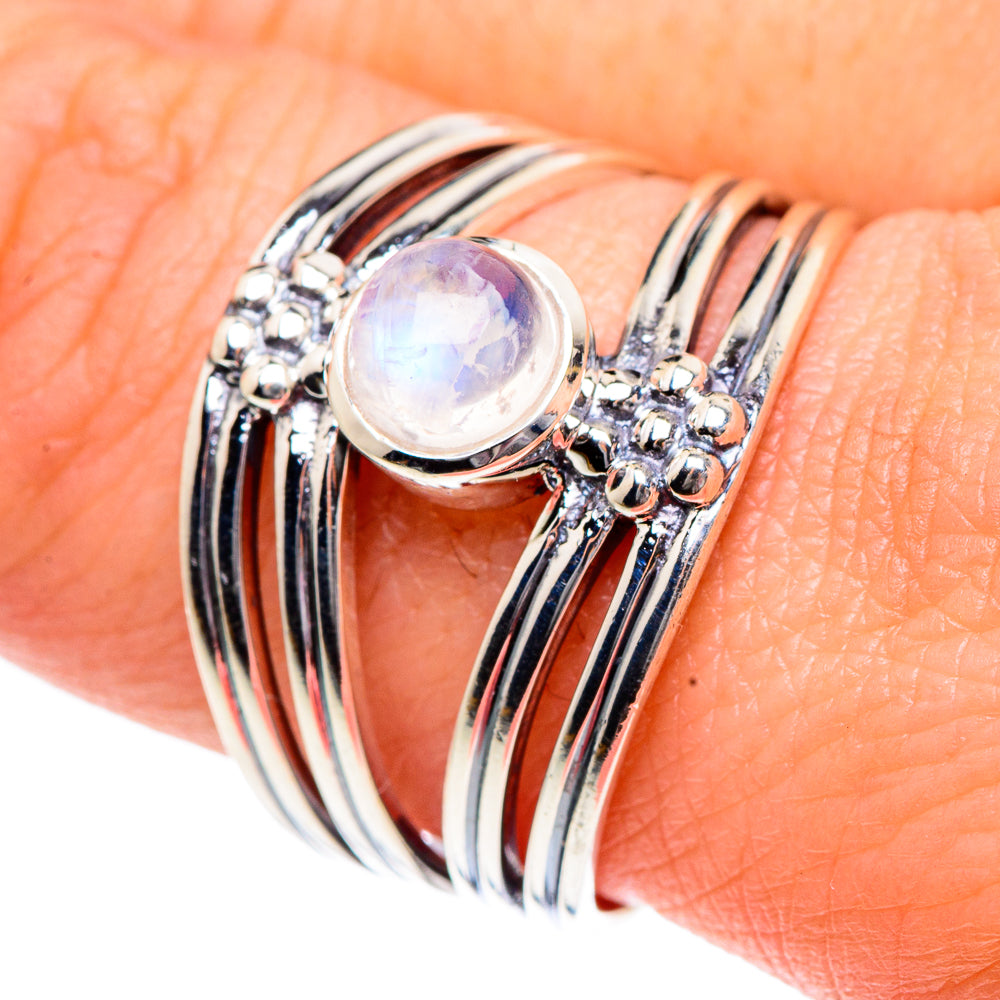 Rainbow Moonstone Rings handcrafted by Anasilvercos - RING91908