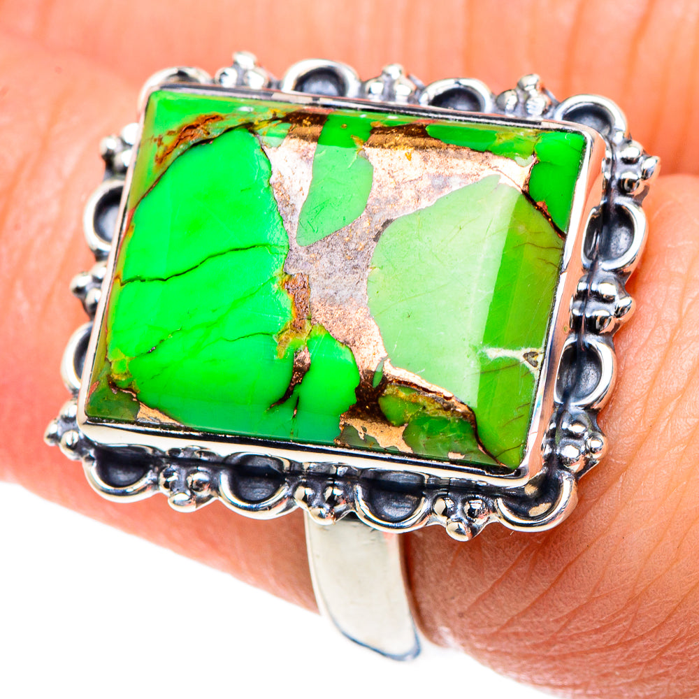 Green Copper Composite Turquoise Rings handcrafted by Anasilvercos - RING91921