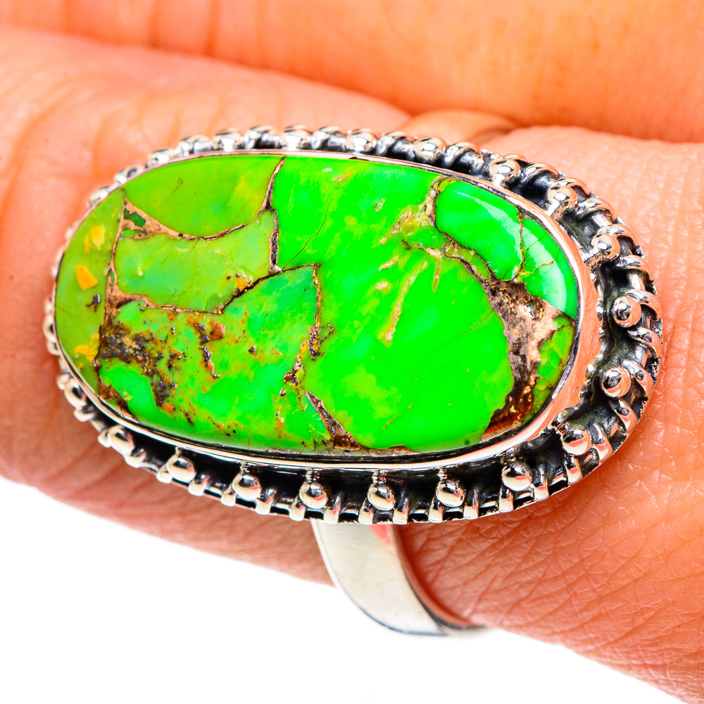 Green Copper Composite Turquoise Rings handcrafted by Anasilvercos - RING91966