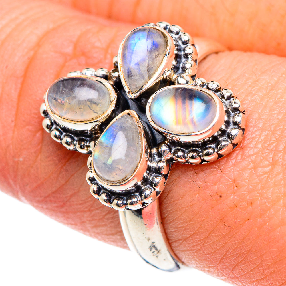 Rainbow Moonstone Rings handcrafted by Anasilvercos - RING91975
