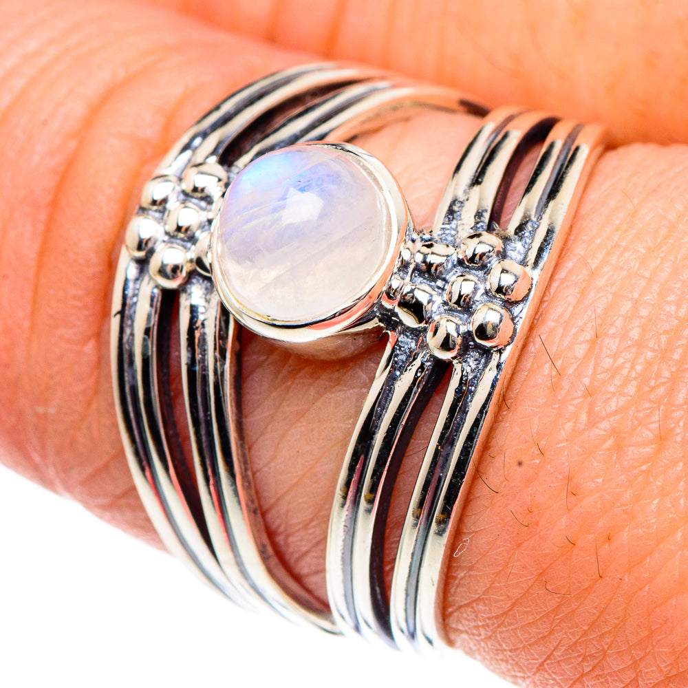 Rainbow Moonstone Rings handcrafted by Anasilvercos - RING91989