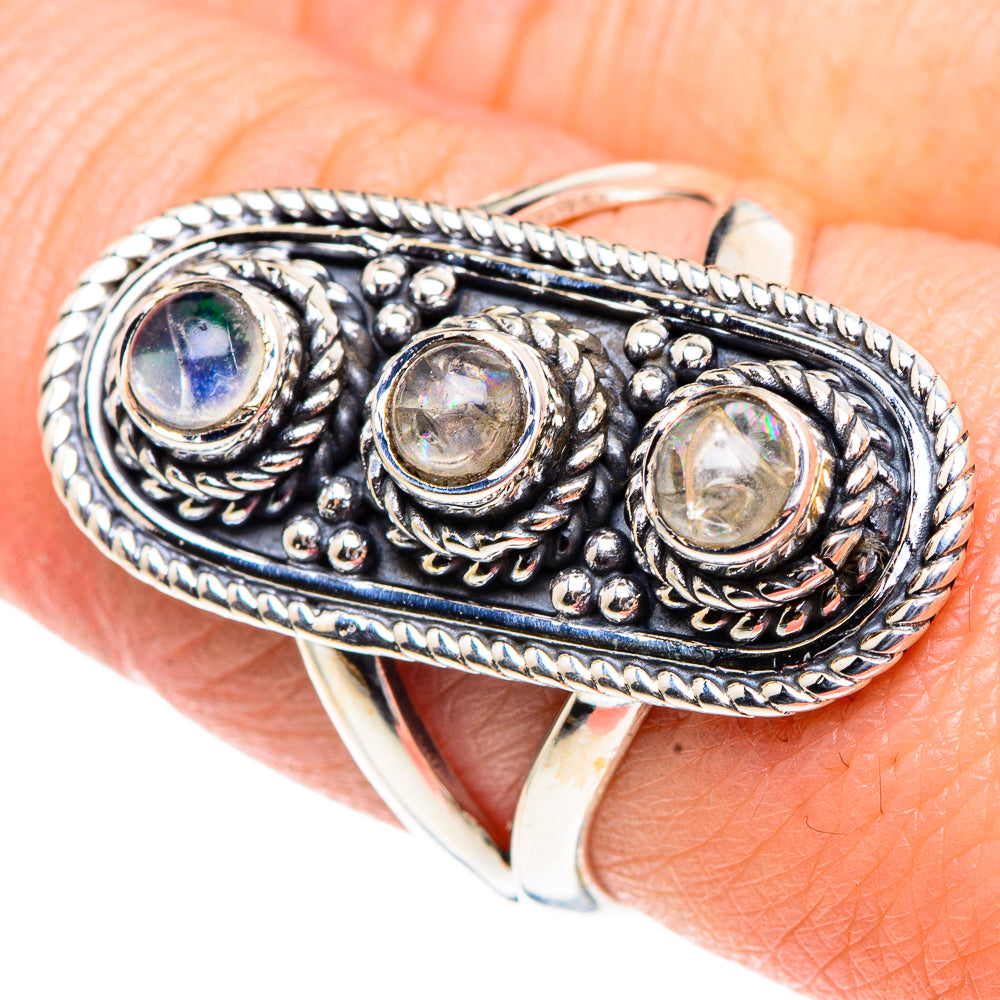 Rainbow Moonstone Rings handcrafted by Anasilvercos - RING92002
