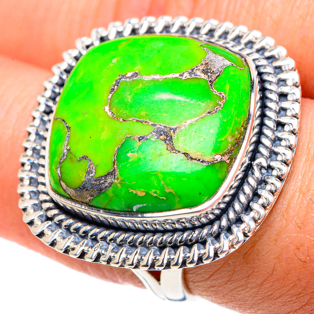 Green Copper Composite Turquoise Rings handcrafted by Anasilvercos - RING92014