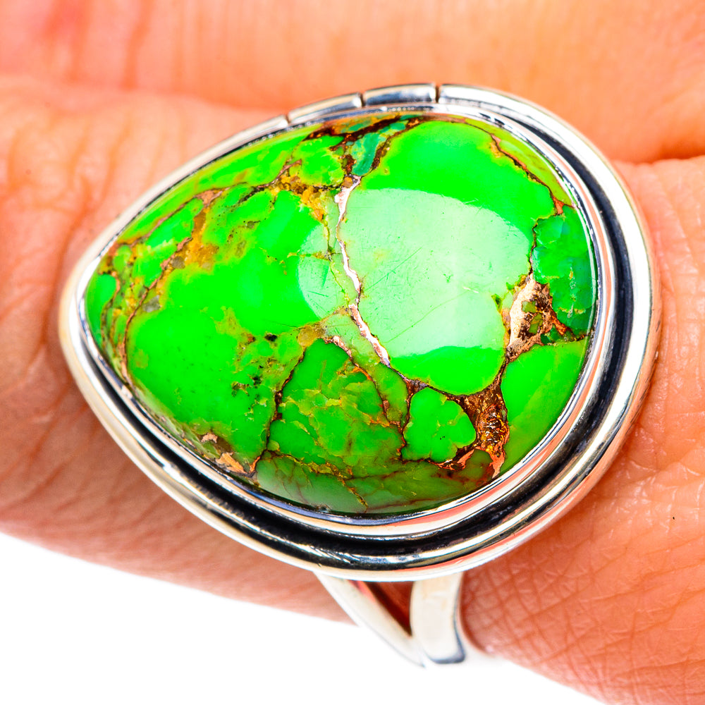 Green Copper Composite Turquoise Rings handcrafted by Anasilvercos - RING92056