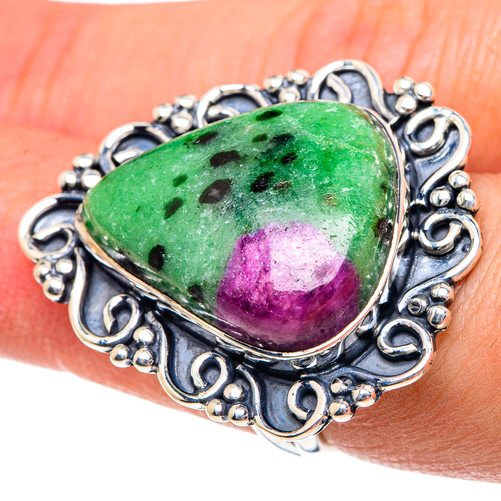 Ruby Zoisite Rings handcrafted by Anasilvercos - RING92057