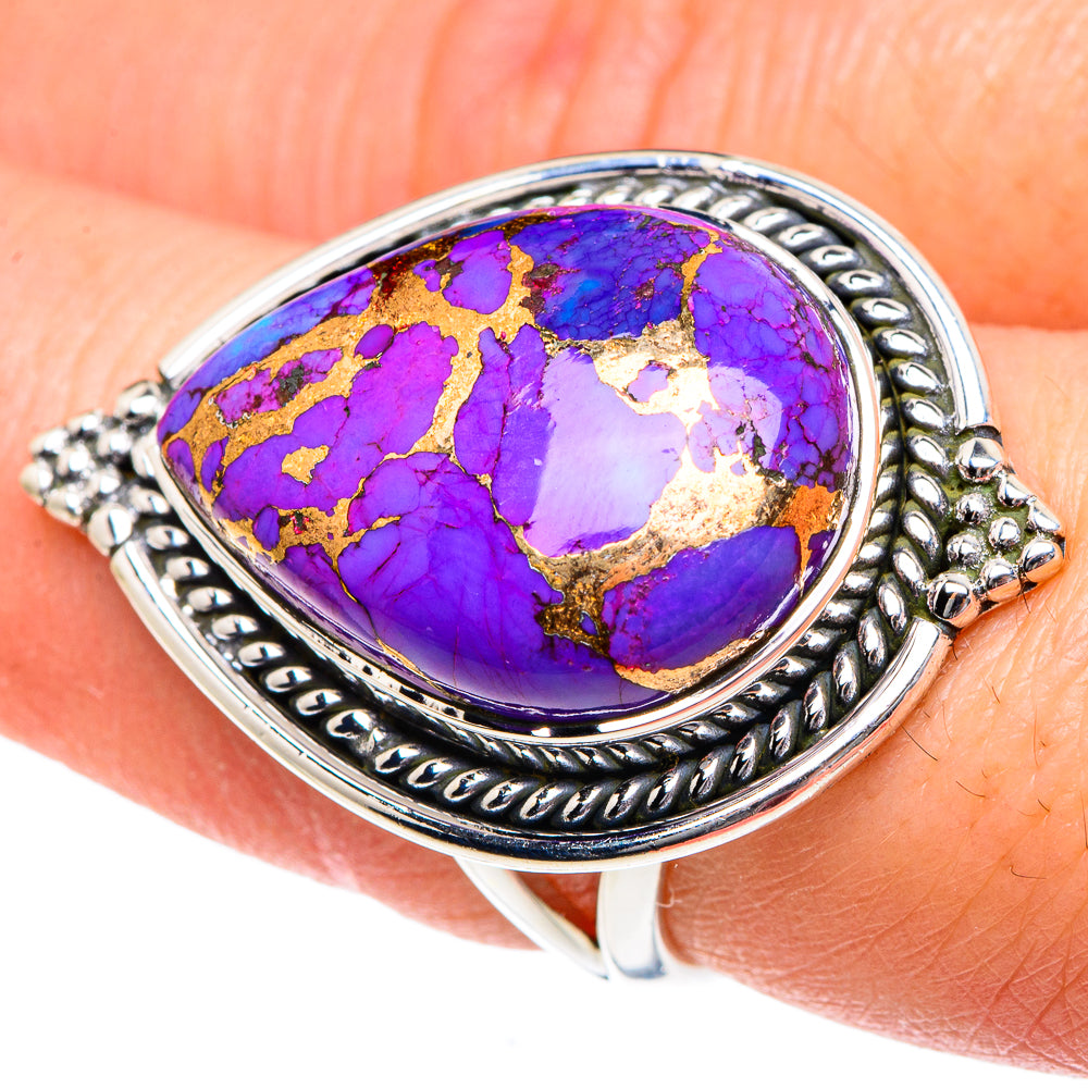 Purple Copper Composite Turquoise Rings handcrafted by Anasilvercos - RING92062