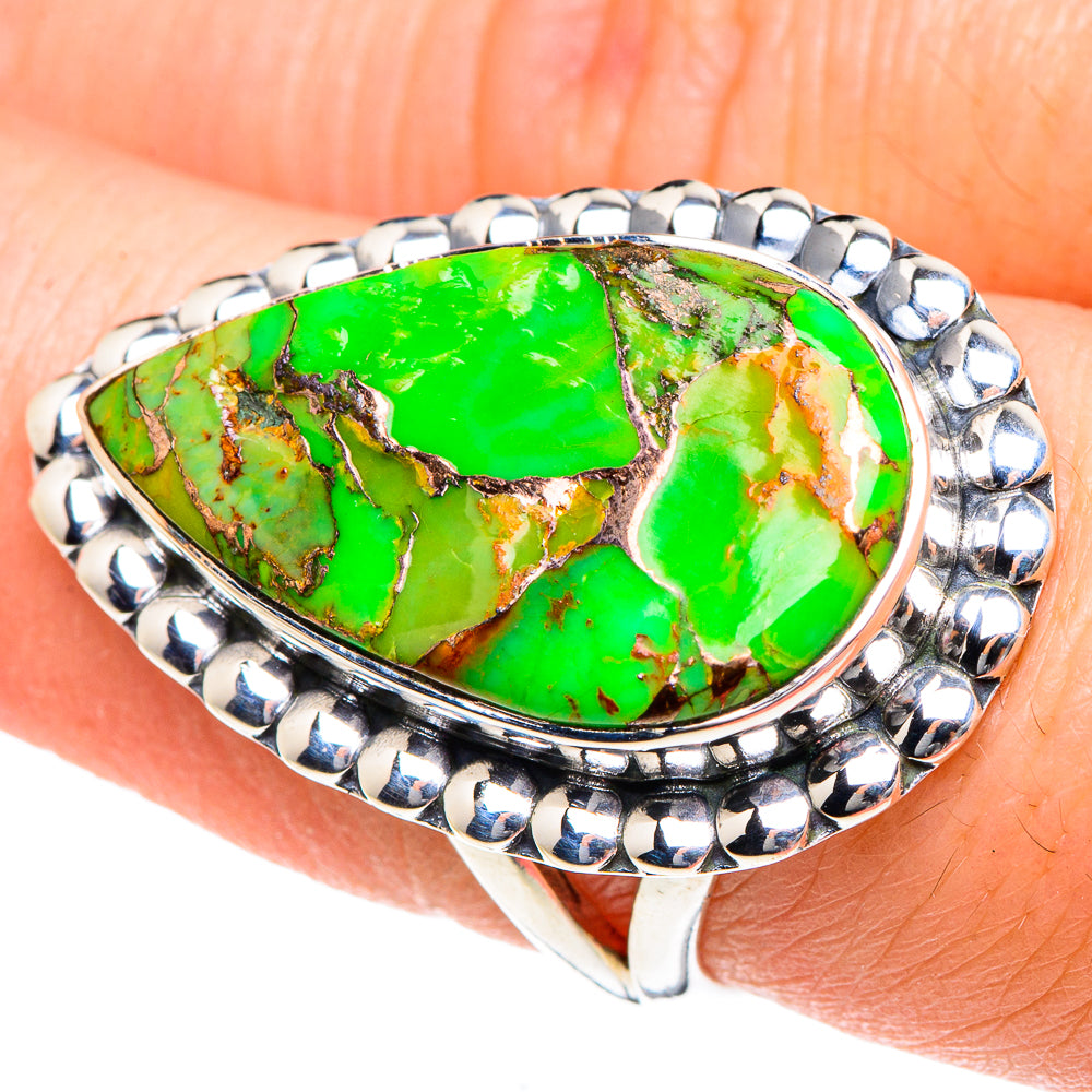 Green Copper Composite Turquoise Rings handcrafted by Anasilvercos - RING92086