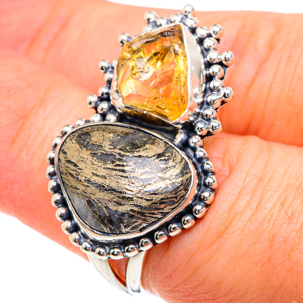 Pyrite Agate Rings handcrafted by Anasilvercos - RING92146