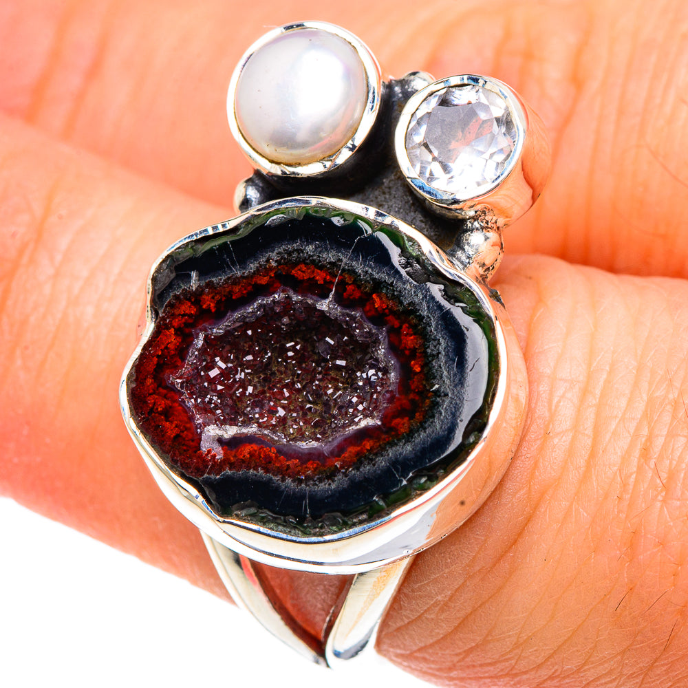 Coconut Geode Druzy Rings handcrafted by Anasilvercos - RING92155