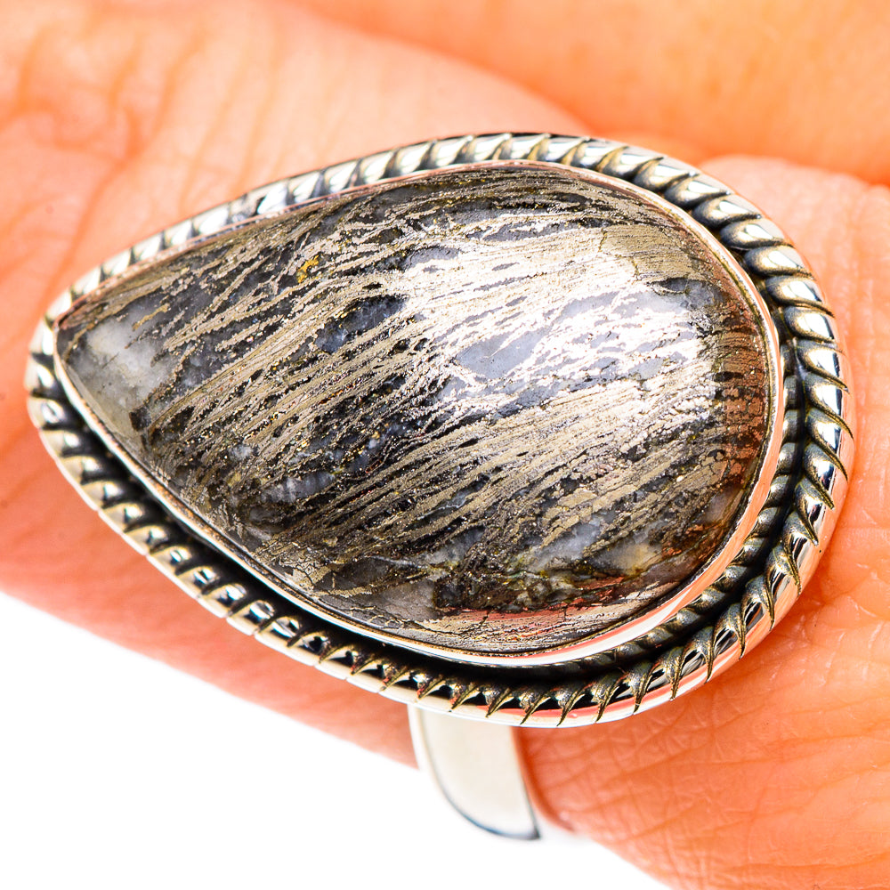 Pyrite Agate Rings handcrafted by Anasilvercos - RING92165