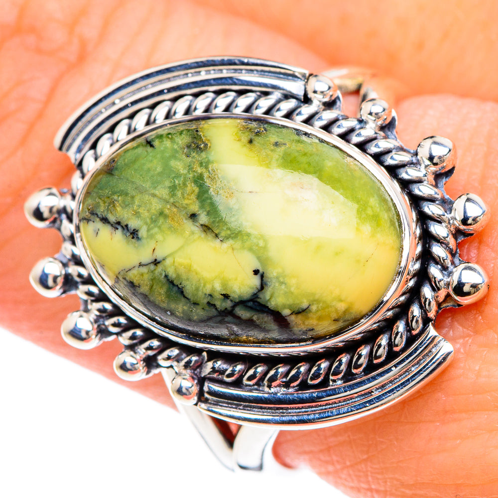 African Green Opal Rings handcrafted by Anasilvercos - RING92179
