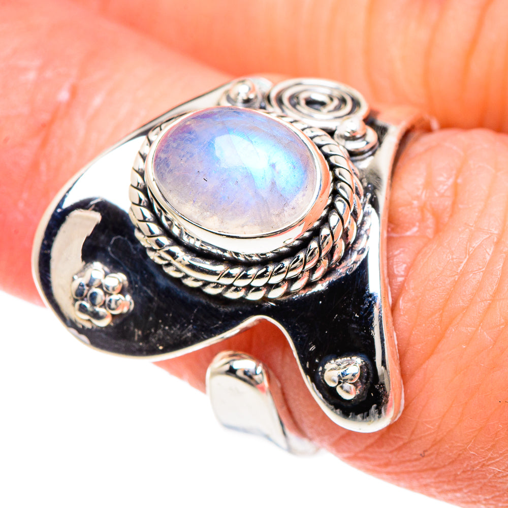 Rainbow Moonstone Rings handcrafted by Anasilvercos - RING92251