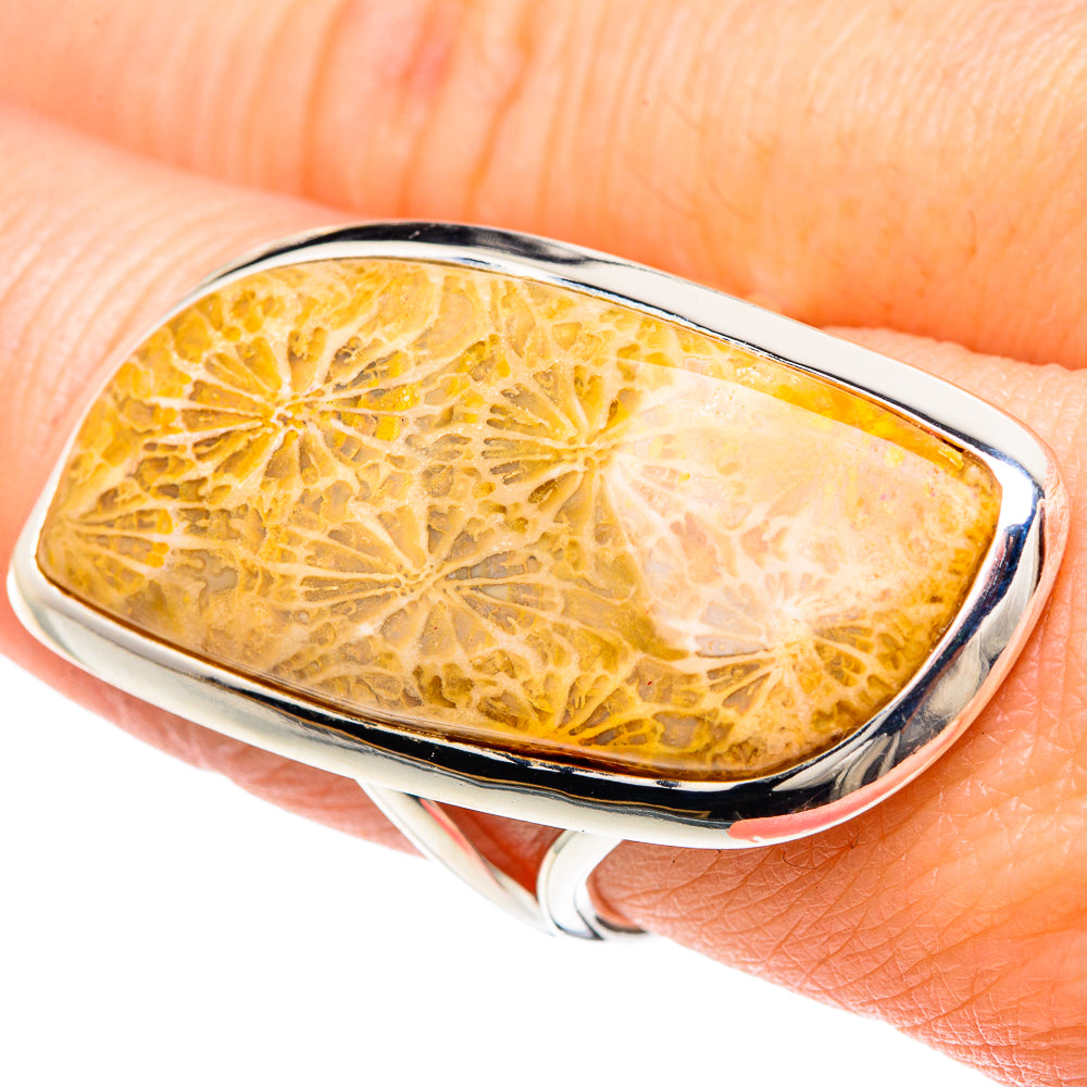 Fossil Coral Rings handcrafted by Anasilvercos - RING92338