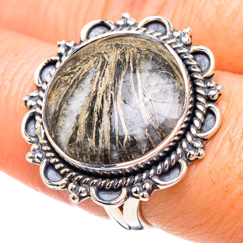 Pyrite Agate Rings handcrafted by Anasilvercos - RING92380