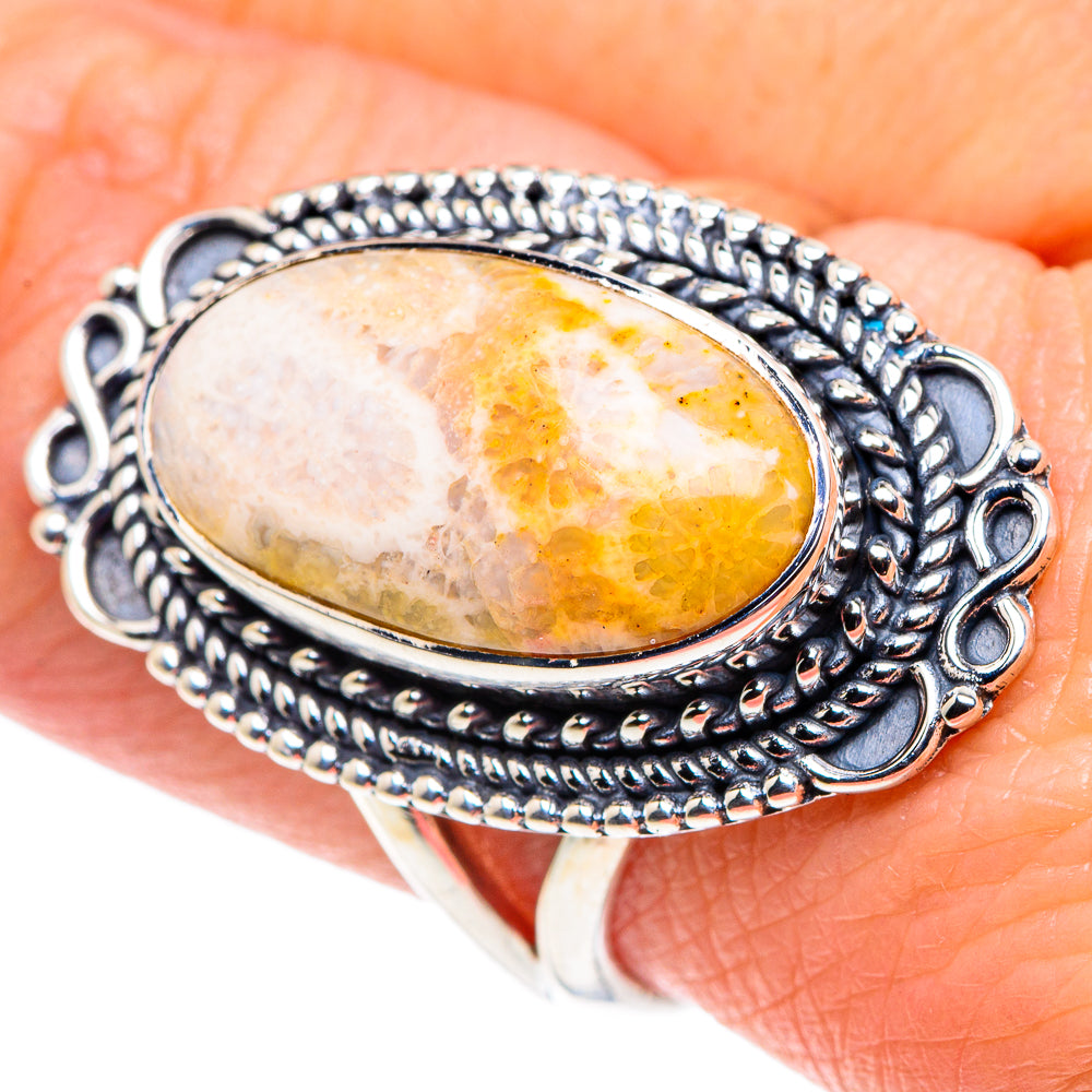 Fossil Coral Rings handcrafted by Anasilvercos - RING92480