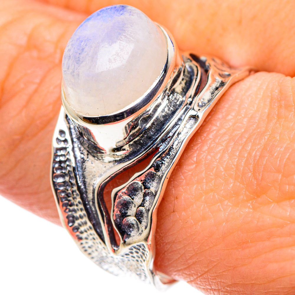 Rainbow Moonstone Rings handcrafted by Anasilvercos - RING92488