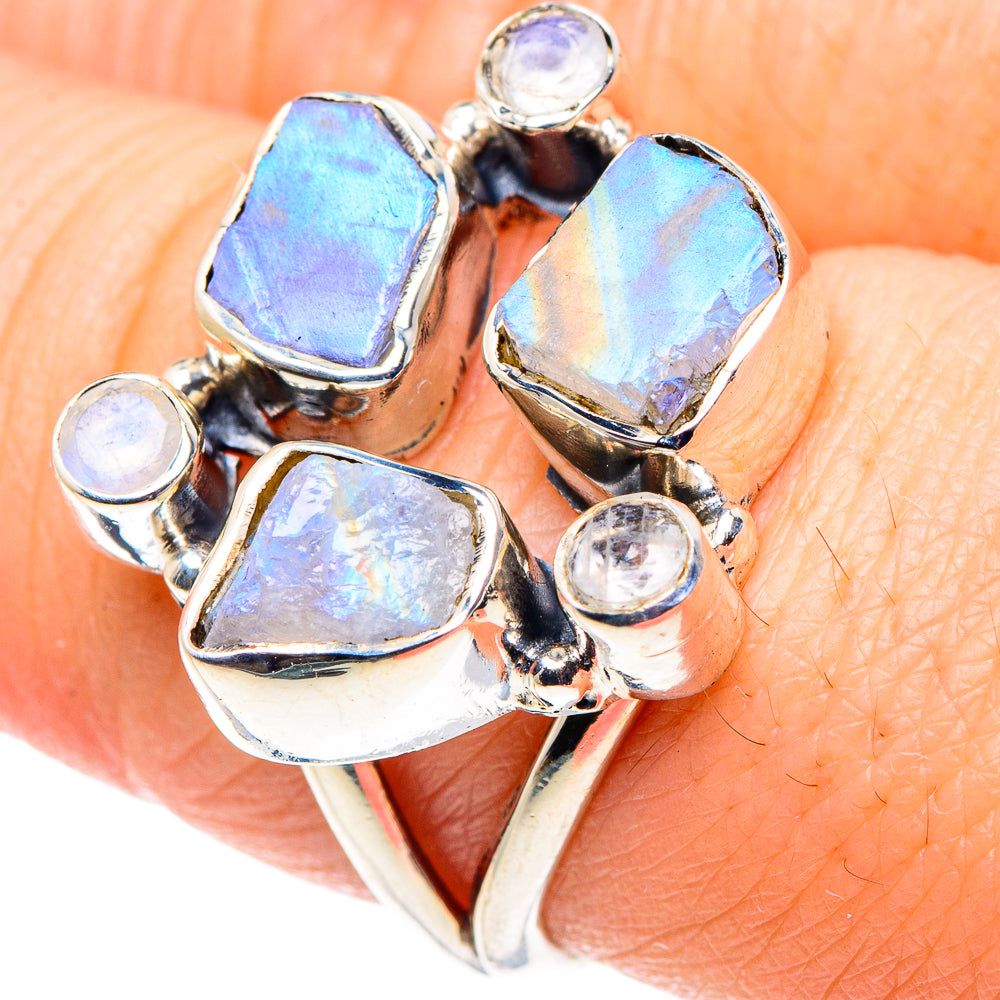 Rainbow Moonstone Rings handcrafted by Anasilvercos - RING92503