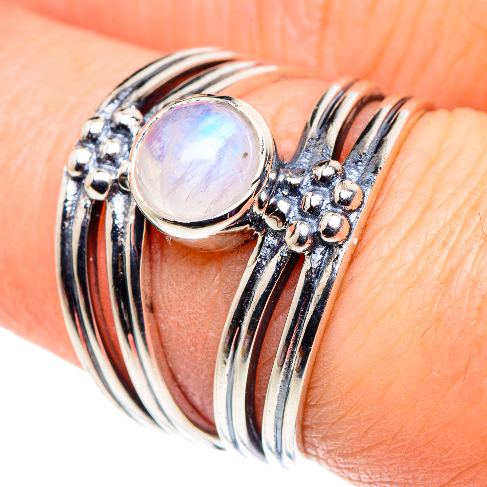 Rainbow Moonstone Rings handcrafted by Anasilvercos - RING92517