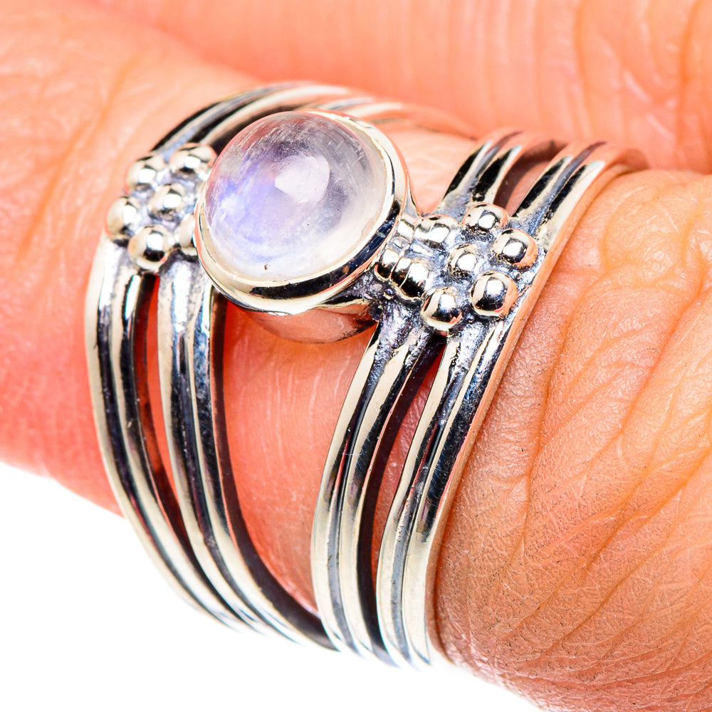 Rainbow Moonstone Rings handcrafted by Anasilvercos - RING92554