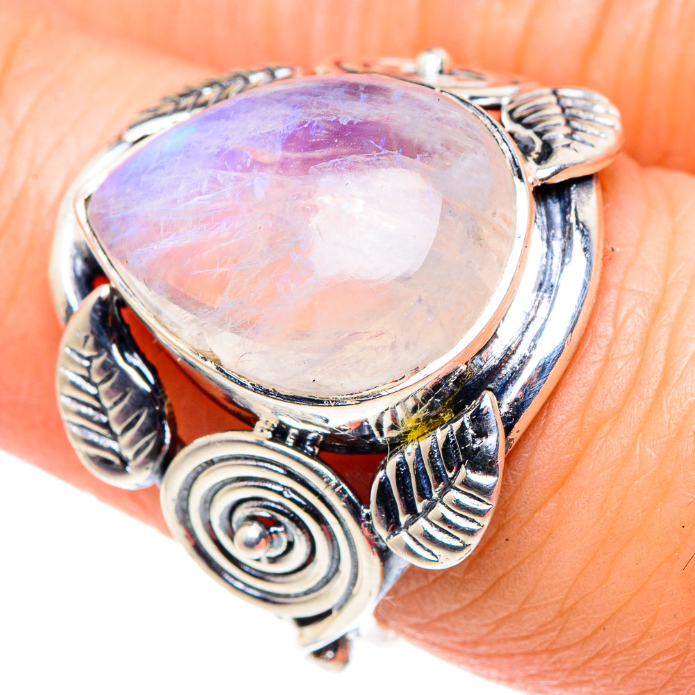 Rainbow Moonstone Rings handcrafted by Anasilvercos - RING92576