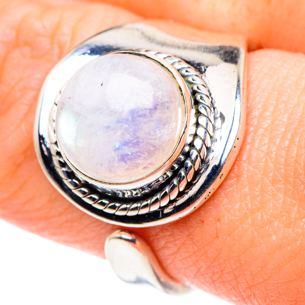 Rainbow Moonstone Rings handcrafted by Anasilvercos - RING92577