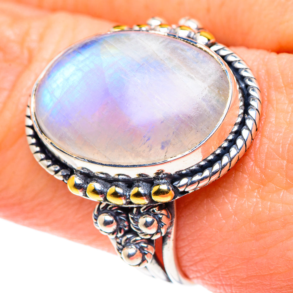 Rainbow Moonstone Rings handcrafted by Anasilvercos - RING92578